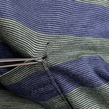 ダンヒル dunhill 薄手 ポロシャツ Tシャツ生地 ボーダー 長袖 イタリア製 ピュアコットン100% 38(97cm) ネイビー×グリーン 紺×緑 メンズ_画像3