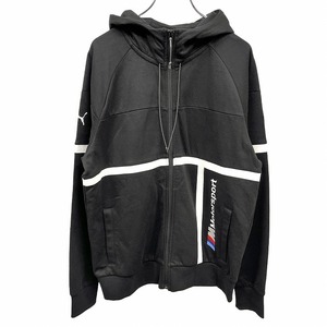 プーマ|ビーエムダブリュー モータースポーツ PUMA|BMW Motorsport パーカー ジップアップ プリント 長袖 綿×ポリ S ブラック 黒 メンズ