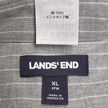 ランズエンド LANDS END 微起毛 シャツ ピンストライプ ボタンダウン 長袖 胸ポケット ロングテール 綿100% XL LL ヘザーグレー メンズ_画像3