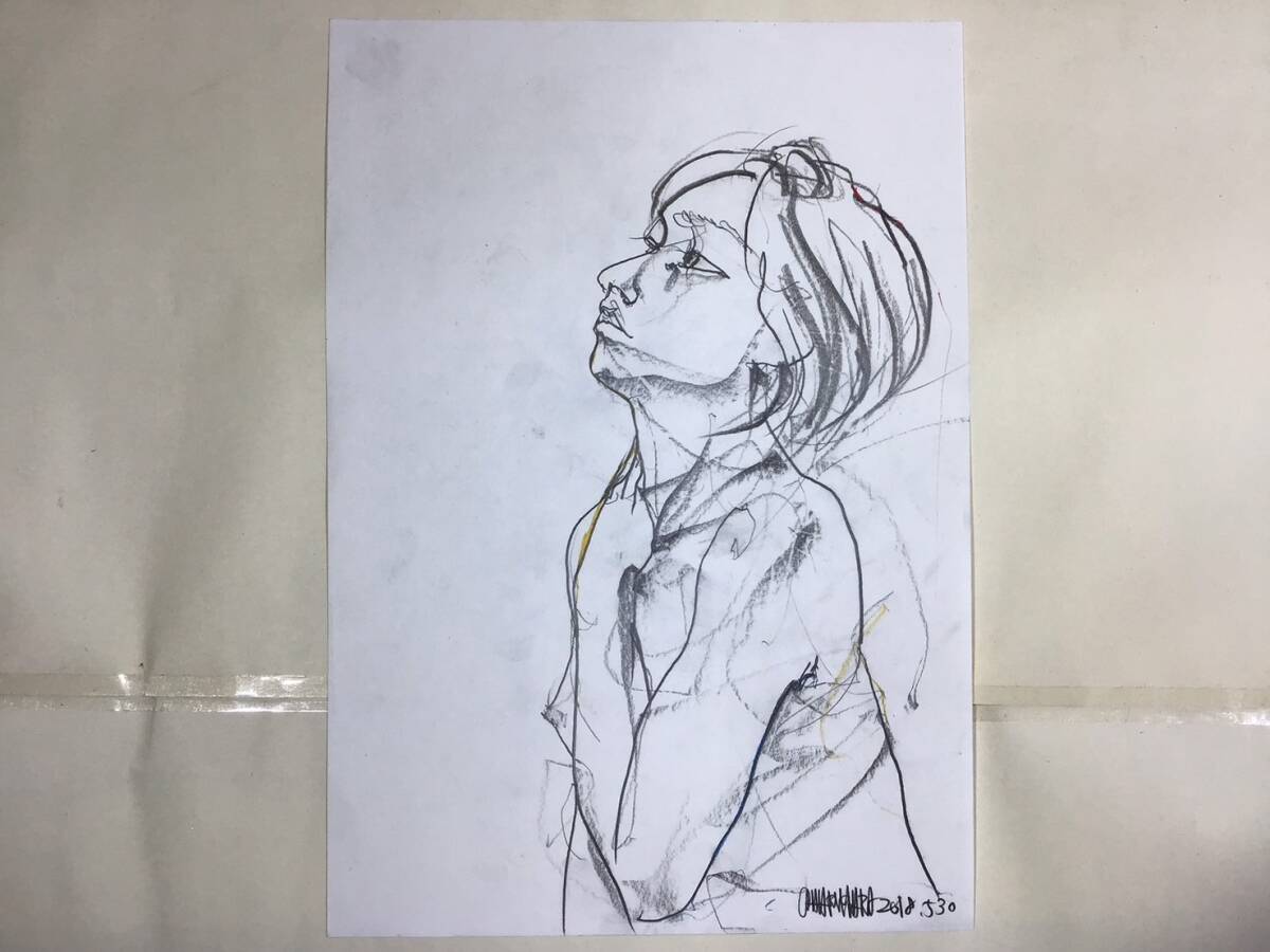 Authentic work★Chiharu Kihara★Chiharu Kihara★Drawing★Hitomi★Painting★Fine art★People★Modern art★Works about A4 size★Antiques, artwork, painting, portrait