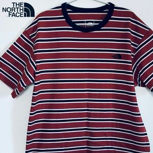 【美品】ノースフェイス THE NORTH FACE Tシャツ 半袖 XLサイズ レッド ネイビー ホワイト 刺繍ロゴ