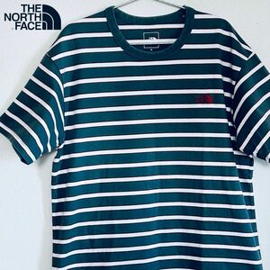 【美品】ノースフェイス THE NORTH FACE Tシャツ 半袖 XLサイズ ホワイト ブルー レッド 刺繍ロゴ