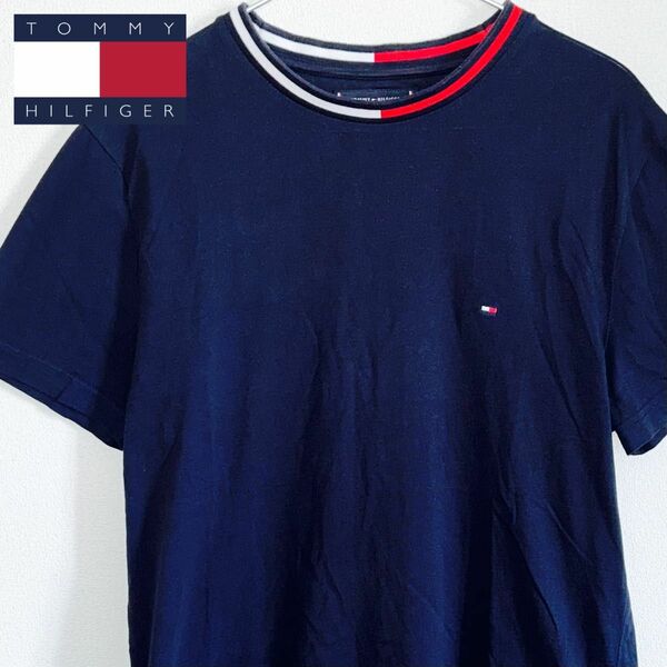 【美品】トミーヒルフィガー TOMMY HILFIGER Tシャツ 半袖 Lサイズ ネイビー