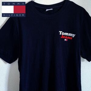 【美品】トミーヒルフィガー TOMMY HILFIGER Tシャツ 半袖 Mサイズ ネイビー ホワイト レッド