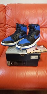 希少 レア 美品 NIKE AIR JORDAN 1 RETRO BLACK ROYAL BLUE 2001 ナイキ ジョーダン1 黒 青 ES スタンプ 27.5 US9.5