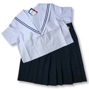 【新品未使用品】セーラー夏服上衣&おまけスカート1着★学生服*前開き*白襟*ネイビー2ライン*白色*ホワイトボディ*175A*19号(SE175A)の画像7