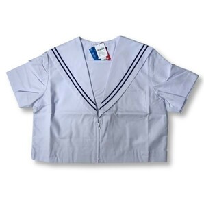 【新品未使用品】セーラー夏服上衣&おまけスカート1着★学生服*前開き*白襟*ネイビー2ライン*白色*ホワイトボディ*160A*13号(SE160A)の画像4