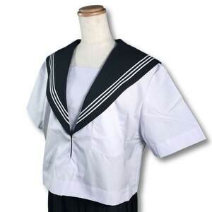 【新品未使用品】セーラー夏服上衣&おまけスカート1着★学生服*横開き*紺襟*ホワイト3ライン*白色*ホワイトボディ*170A*17号(SB170A)