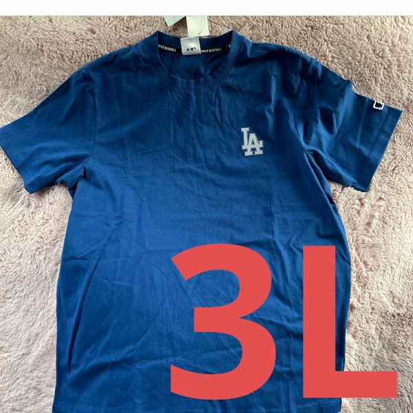 3L！MLB ドジャース 大谷翔平 半袖 シャツ tシャツ　ブルー　刺繍