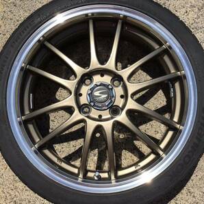 ★軽カスタム等★ S-HOLD 社外アルミホイールセット 16×5.5J+48 100-4H Hankook 165/45R16 74V 中古品4本の画像3