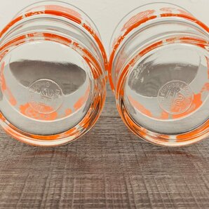 昭和レトロ◆ガラスコップ 2種類4個 プラスチックキャニスター 花柄 グラスコップ オレンジ系 ポップ◆O0330の画像7