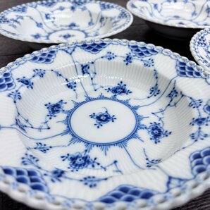 極美品◆ロイヤルコペンハーゲン/ROYAL COPENHAGEN ブルーフルーテッド フルレース プレート 6枚セット ◆H0194の画像7