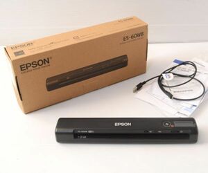 ★F19 中古品 　EPSON/エプソン A4モバイルスキャナー Wi-Fiモデル A4シートフィード ES-60WB　黒/箱付 ※現状渡し