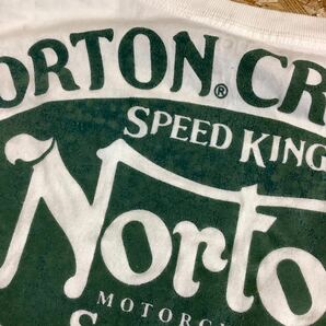 ぬ1304 Norton ノートン 長袖Tシャツ ロンT XL ホワイト/グリーン フロッキープリント の画像8