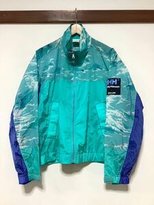 と1330 HELLY HANSEN ヘリーハンセン ビンテージ ナイロンジャケット HOU6312 90's 柄物 ストリート エメラルド Mサイズ