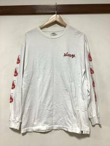 つ1314 XLARGE エクストララージ 長袖Tシャツ ロンT M ホワイト 袖ロゴプリント ストリート