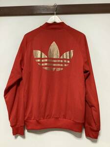 と1320 adidas アディダス メッシュジャケット トラックジャケットタイプ 万国旗タグ M レッド/ゴールド 復刻 ロゴプリント ストリート