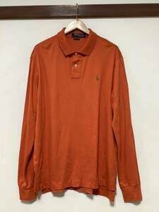 ね1384 Polo RALPH LAUREN ラルフローレン 長袖ポロシャツ XL オレンジ ピマソフトタッチ