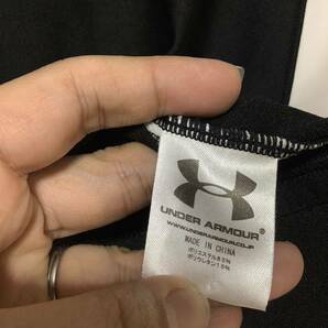 ね1396 UNDER ARMOUR アンダーアーマー 長袖インナーシャツ アンダーシャツ LG ハイネック 通年用 ブラック/ホワイト ロゴ刺繍の画像5