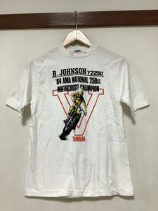 は1308 YAMAHA ヤマハ 80's ビンテージ R.JOHNSON リック・ジョンソン YZ250 モトクロス プリントTシャツ 半袖Tシャツ ホワイト