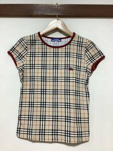 は1361 BURBERRY BLUE LABEL バーバリーブルーレーベル チェック 半袖Tシャツ M ベージュ ショートスリーブ カットソー リンガーT