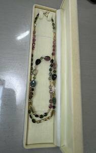 [60cm metal fittings somewhat larger quantity ]K18 multicolor tourmaline necklace 