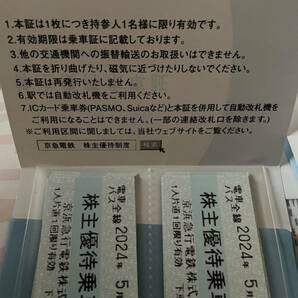 京浜急行 京急 株主優待乗車証 電車・バス全線切符型 24枚 期限 2024年5月31日の画像1