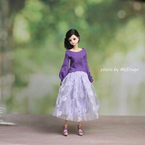 人形服msdr-24-143 紫バルーンスリーブ長袖トップスチュールスカート（momoko/ジェニーなど1/6人形用）