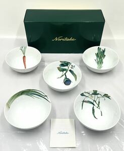 【た-4-38】80 未使用 箱付き Noritake ノリタケ 14cm ボール皿 5客セット 京香旬彩 野菜柄