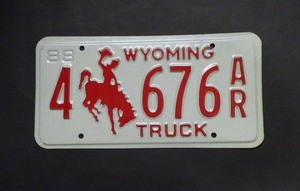  abroad number plate America wa Io ming. unused 