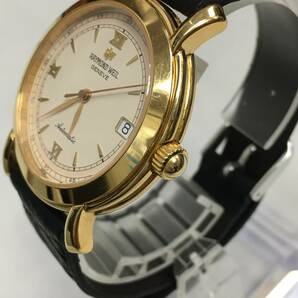 【動作品】RAYMOND WEIL レイモンド ウェイル GENEVE 2800 腕時計 デイト 自動巻き 18KGP ゴールドカラー 裏スケの画像2