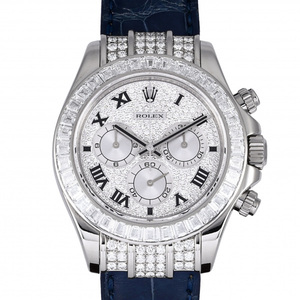 Rolex Rolex Cosmo Graph Deyona Navy Leather 116599rrzer Diamond/Silver/Black Roma Dial Используется часы мужчины