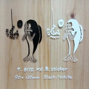 BITEME魚sticker【白／Sサイズ】★釣りステッカー
