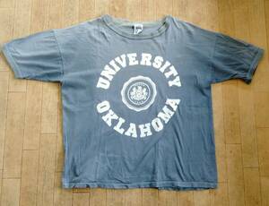 ★即決★Okurahoma University/オクラホマ大学・プリントTee★サイズM位★チャコールグレー・濃灰★中古★USAアメカジ★レア・美品・良品