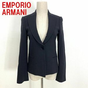 A2598 エンポリオアルマーニ テーラードジャケット EMPORIO ARMANI 裏地あり ブラック ウール 黒 36