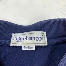 A2704 バーバリーズ 長袖ポロシャツ 綿 ワンポイント刺 Burberrys コットン ネイビー 胸ポケット 紺 M_画像5