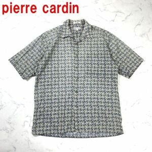 A2723 ピエールカルダン 半袖シャツ 綿 開襟 総柄 緑 pierre cardin コットン ブルー グリーン 青 L