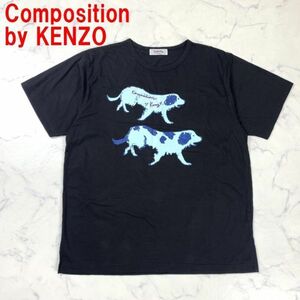 A2765 Kenzo short sleeves T-shirt cotton cotton print Composition by KENZO black dog black L