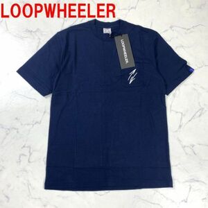 A2769 新品タグ付き ループウィラー 半袖Tシャツ 綿 LOOPWHEELER コットン ネイビー 胸ポケット プリント ワンポイント 紺 M