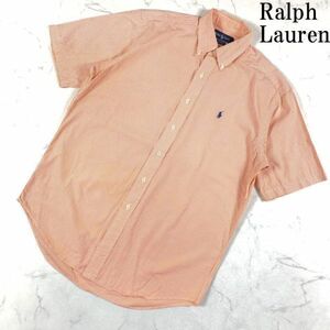 LA1357 ラルフローレン チェック柄半袖シャツ オレンジ Ralph Lauren コットンシャツ 白ホワイト マルチカラー BLAKE 綿100％ M