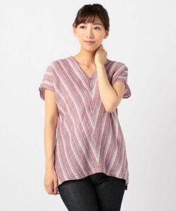 A2471 23区 ノースリーブカットソー ピンク系 23区 バックボタン チュニック 【洗える】LIBECO LINEN リネン100 36