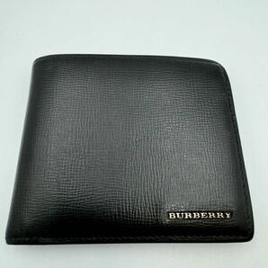 美品　バーバリー　二つ折り財布　ブラック　小銭入れ付き　PVC レザー　メンズ　レディース　カードケース　コインケース