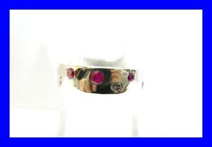 ○新品同様 プラチナ Pt900 ダイヤ 0.15ct ルビー 0.32ct 指輪 リング 11.3g R0102