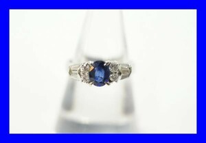 ○新品同様 プラチナ Pt900 サファイア 0.73ct ダイヤ 0.38ct 指輪 リング 4.4g RDO3