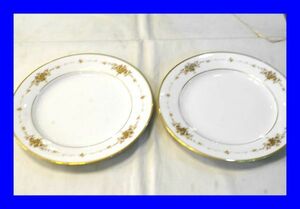 ○新品同様 ノリタケ Noritake 花柄 金彩 中皿 プレートセット 2枚 D1441