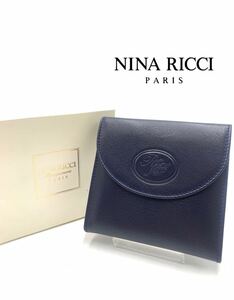 ●新品同様●nina ricci●ニナリッチ●ブランド●ネイビー●折り財布●財布●レザー●メンズ●レディース●お洒落●箱付き●GA051