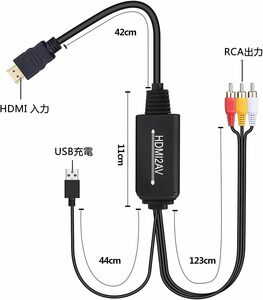 HDMI to RCA変換ケーブル HDMI to AVコンバータデジタル 3RCA/AV 変換ケーブル TV/HDTV/Xbox/PC/DVD/Blu-ray Player/PAL/NTSCテレビ