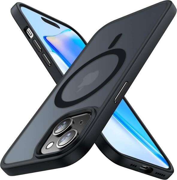 【半透明・Magsafe対応！】iPhone 15 ケース Meifigno 耐衝撃 磁力強い 高速充電速度 ワイヤレス充電 黄変防止 (ブラック)