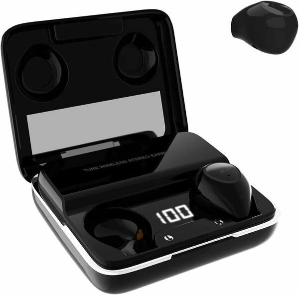 Bluetooth イヤホン 超小型 ミニ 完全ワイヤレス ブルートゥースイヤホン スポーツ Bluetooth5.0 自動ペアリング 両耳 (ブラック)