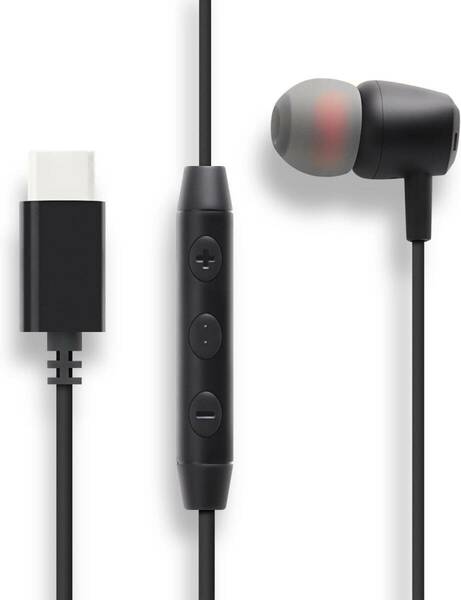 Type-C 片耳イヤホン USB-C 有線 イヤホン ケーブル カナル型 寝ホン 寝ながらイヤホン シリコン イヤーピース リモコン (ブラック)